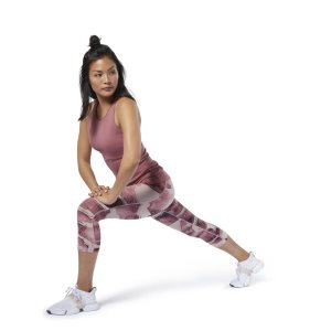 Legginsy Damskie Reebok Yoga Lux Bold 3/4 2.0 Różowe PL 53TAKDV